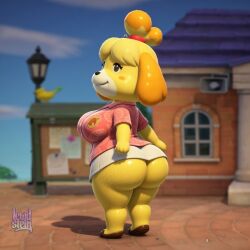 3d 3d_render ai_assisted ai_generated animal_crossing anthro ass ass_crack back back_view big_ass big_breasts big_butt big_ears bottom_heavy canid canine crop_top curvy curvy_female curvy_figure detailed_background dog_girl dog_tail female female_only floppy_ears fur furry high_quality high_resolution highres isabelle_(animal_crossing) lewdstein looking_at_viewer looking_back mammal mammal_humanoid nintendo oiled oiled_skin outdoors petite shih_tzu shirt short_sleeves shortstack skirt skirt_lift suggestive suggestive_look tail tease thick_ass thick_thighs thighs toy_dog video_game_character video_game_franchise voluptuous wide_hips yellow_body yellow_fur