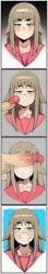 1boy 1girls 2d 4koma ai_generated balls big_balls big_cock big_penis big_testicles blue_eyes blush brown_hair closed_mouth cock collarbone comic cum cum_drip cum_on_face cumdrip emotionless erection expressionless facial female half-closed_eyes huge_cock large_balls large_cock large_penis large_testicles long_hair looking_at_viewer male male/female mimihime_(tengoku_daimakyou) penis penis_on_face penis_over_eyes penis_poke pink_sailor_collar poking poking_with_penis red_sailor_collar sailor_collar school_uniform sloppingslurpie straight tengoku_daimakyou testicles thick_cock thick_eyebrows thick_penis uncensored veins veiny_penis