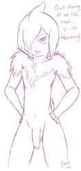 anthro daniruu deino front_view male male_only monochrome nudity pokemon solo