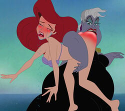 ariel blush crying disney naughtydisney red_ass seashell_bra spanking tears the_little_mermaid ursula ursula_(the_little_mermaid)