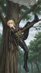 1girls ai_art ai_generated blood blood_in_mouth braided_hair braids corpse death defeated_villainess dying female_combatant female_villain gunshot_wound machine_pistol nazi nazi_armband nazi_uniform racist racist_woman snuff submachine_gun villainess zako
