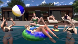 pool water thedinodidit bikini swimsuit 4k wallpaper party summer 3d 3d_(artwork)