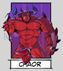 abs balls biceps big_balls big_penis boner chaor chaotic cock_ring demon erection male male_only muscular_male nude pecs penis precum precum_drip red_body red_skin solo solo_male tuskyrayan