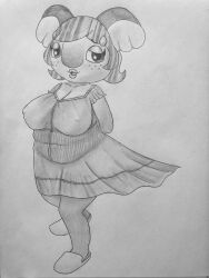 1girls alice_(animal_crossing) animal_crossing anthro artstyle_imitation big_breasts big_thighs black_and_white chubby chubby_anthro chubby_belly chubby_female cute cute_face female furry furry_female furry_only hands_behind_back hivequeenvespa_(artist) koala large_breasts large_thighs looking_at_partner looking_at_viewer nintendo nipple_bulge nipple_outline nipples sandals traditional_art traditional_drawing_(artwork) traditional_media traditional_media_(artwork) white_background wholesome wind