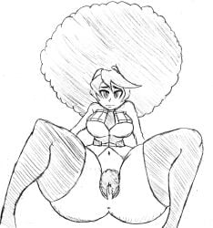 blush breasts filia_(skullgirls) hairy hairy_pussy skullgirls spread_legs