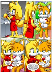 1boy 1girls anthro bbmbbf comic crying dialogue female let_me_love_you_(comic) male miles_prower mobian_(species) mobius_unleashed palcomix sega sonic_(series) sonic_the_hedgehog_(series) speech_bubble tails_the_fox tears zooey_the_fox