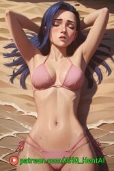 1girls ahq_hentai ai_generated arcane arcane_caitlyn bikini blue_hair blush breasts caitlyn_kiramman cameltoe cowboy_shot laying_down league_of_legends medium_breasts patreon perfect_body sleeping stable_diffusion wet