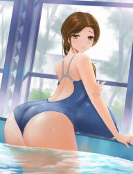 1girls ass big_breasts breasts breasts_bigger_than_head butt female female_only masamasa original smile swimsuit