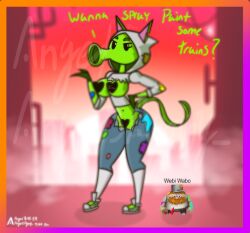 agonywelds big_breasts crazy_dave_(pvz) graffiti graffiti_pea high_socks hoodie industrial_background paint peashooter_(pvz) plants_vs_zombies pvz ripped_clothing spray_paint text_bubble thick_thighs thickass