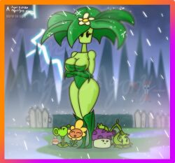 agonywelds anthro ass big_ass big_breasts breasts cabbage-pult_(pvz) censored curvy fume-shroom_(pvz) leaf leaves lightning peashooter_(pvz) plant plant_girl plants_vs_zombies pvz rain sunflower_(pvz) taller_girl thick_ass thick_thighs umbrella_leaf_(pvz)