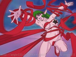 1girls angle333 barely_clothed bishoujo_senshi_sailor_moon female green_hair monster_girl ribbon skar small_breasts tagme