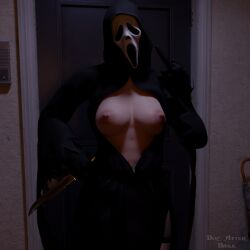 3d_(artwork) breasts breasts_out dbd dead_by_daylight doc_after_dark female female_ghostface ghostface knife nipple_piercing scream_(franchise) tits_out