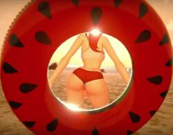 3d animated beach female gym_shorts inflatable mp4 no_sound ocean rebel_(vtuber) rebel_vr sand shaking_ass solo summer sun tagme tank_top that_one_rebel video