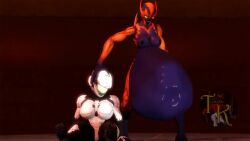 2girls 3d animated belly big_belly breasts demon demon_girl doom female female_pred huge_belly imp_(doom) monster_girl nipples same_size_vore sound struggling_prey tagme toasterking video vore