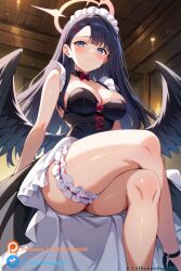 1girls ai_generated big_breasts black_wings blue_archive breasts curvaceous curvaceous_female curvaceous_figure curvy curvy_figure cute cute_face eyebrows female female_focus highres huge_breasts ichika_(blue_archive) light-skinned_female light_skin looking_at_viewer maid maid_uniform pov seductive seductive_look silver_eyes simple_background sitting solo solo_female solo_focus tagme thebardspirit thick_thighs thighs voluptuous voluptuous_female wings young young_female