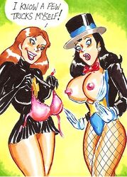 2girls areola black_mary bra breasts busty cleavage clothing dc dc_comics female female_only fishnet_stockings human joe_gravel mary_batson mary_marvel multiple_females multiple_girls nipples shazam_(series) smooth_skin tagme voluptuous zatanna