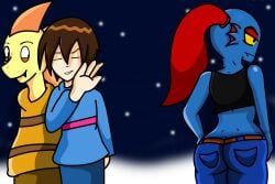 aged_up ass breasts frisk monster_kid toby_fox undertale undertale_(series) undyne