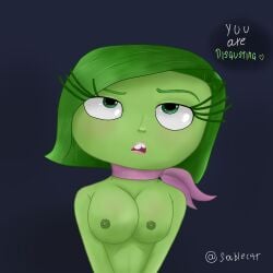 big_breasts breasts disgust disgust_(inside_out) disgusted_expression disgusted_face disgusted_look green_body green_eyes green_hair green_skin inside_out sablec4t