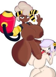 1futa 1girls big_breasts brawl_stars breasts duo erection female futa_on_female futanari huge_cock thick_thighs tongue tongue_out wide_hips