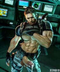 3d 3d_model abs alpha_male balls bara beefy biceps big_balls big_penis capcom chris_redfield clothing cum daddy erection handsome male male_nipples male_only manly muscular_male nipples pecs penis resident_evil resident_evil_5 sexy_man sexy_pose tight_clothing tough_guy xerbio