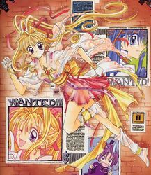 accurate_art_style ass_visible_through_clothes blonde_hair body_visible_through_clothing breasts breasts_visible_through_clothing female huge_eyes illus kaitou_jeanne kamikaze_kaitou_jeanne kusakabe_maron long_hair mound_of_venus nipples_visible_through_clothing no_bra no_panties nude_filter official_art official_style pointy_chin see-through_clothing skirt tagme third-party_edit