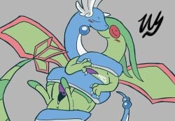 ambiguous_gender animal_genitalia animal_penis anus belly blue_body blush bodily_fluids claws closed_eyes coiling coiling_another cum digital_drawing_(artwork) digital_media_(artwork) dragon dragonair duo erection feral flygon generation_1_pokemon generation_3_pokemon genital_fluids genital_slit genitals green_body hi_res horn kissing leaking leaking_cum lying male male/ambiguous mythological_creature mythological_scalie mythology nintendo on_back penis pokemon pokemon_(species) red_body reptile restrained scalie serpentine signature simple_background stripes tail tapering_penis white_belly wings wyrmling_(artist)