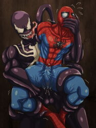 2boys anal boy_rape bulge cum cum_in_ass cum_inside dominant_villain erect_while_penetrated gay hand_over_another's_mouth human interspecies light-skinned_male light_skin male male_only marvel multiple_males peter_parker spider-man spider-man_(series) tentacles_around_legs venom_(marvel) villain_on_hero visible_penis_shape yaoi