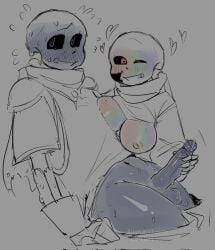 ectobody female_sans heart heart-shaped_pupils ink_sans_(fan_character) inktale jerkingoff male/female sans sans_au skeleton tagme themimii1 underswap underswap_sans undertale undertale_au