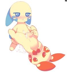 blush bodily_fluids bulge cum cum_drip dripping female generation_3_pokemon genital_fluids kirichiiii male minun nintendo nude orgasm plusle pokemon pokemon_(species) sex simple_background spread_legs spreading tears