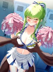 ai_generated c.c. cheerleader_uniform code_geass female green_hair locker_room