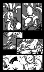 comic female feral inkcookie monochrome nude outdoors pokemon snivy tagme