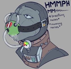 2024 amphibian anthro asphyxiation ball_gag biped bodily_fluids breath_control drooling frog gag hi_res koofdragon male metal_mask saliva slim_anthro slim_male slim_sub solo submissive submissive_anthro submissive_male