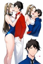 comic_page couple french_kiss hi_res highres hugging kissing male/female multiple_poses multiple_views teenagers tongue_out