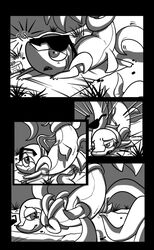 comic female feral inkcookie monochrome nude outdoors pokemon snivy tagme