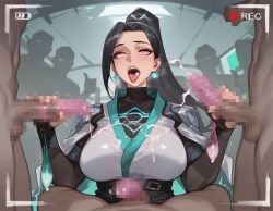 1girls ai_generated asian asian_female big_ass big_balls big_breasts big_butt big_penis black_hair censored dark-skinned_male dark_skin fraternity interracial light-skinned_female light_skin sage_(valorant) tagme valorant zzo