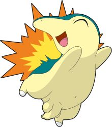 balls cyndaquil feral fire foreskin generation_2_pokemon genitals happy humanoid_genitalia humanoid_penis male nintendo penis pokemon pokemon_(species) unknown_artist