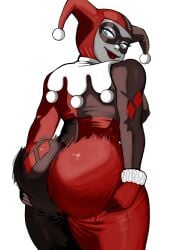 1girls ass batman_(series) big_ass big_breasts big_butt blue_eyes dc dc_comics female female_only harley_quinn harley_quinn_(injustice) holding_own_ass large_ass lipstick looking_back moisty_boo solo solo_female solo_focus thick_thighs thighs wide_hips