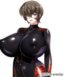 2014 bakunyuu_onna_kyoushi_wa_boku_no_seieki_benjo bodysuit brown_hair erect_nipples erectlip first_porn_of_character impossible_clothes ishii_akira lowres official_art shingyouji_yuki skintight spy white_background