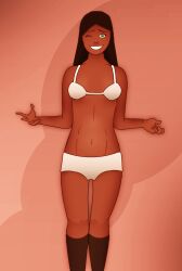 1girls big_thighs bra brown_skin burnjoeburn dark_hair dark_skin ebony female_only fit_female green_eyes human lingerie looking_at_viewer pants perky_breasts presenting priyanka_maheswaran simple_background skinny small_breasts smiling smooth_skin socks solo solo_female standing steven_universe teasing thighs white_background wide_hips wide_thighs