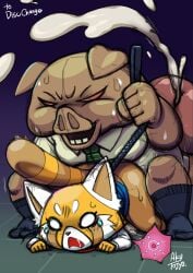 age_difference aggretsuko anthro anthro_on_anthro big_dom_small_sub collar crying crying_with_eyes_open cum cum_in_pussy cum_inside director_ton forced furry furry_only impregnation interspecies leash leash_pull male/female office office_clothing office_lady office_sex older_female older_male open_mouth pig protagonistsub_antagonistdom rape red_panda retsuko rough_sex smooth_fur straight tojyo ugly_bastard ugly_man vaginal_penetration