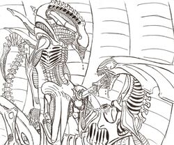 alien drooling fellatio hivetyrant47 oral saliva tagme white_background xenomorph xenomorph_queen