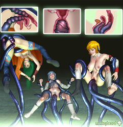 3d 3girls anal boots breasts choujikuu_kidan_southern_cross female jeanne_francaix lana_izavia monkeybeard multiple_girls musica nipples pubic_hair pussy tentacle torn_clothes vaginal_penetration