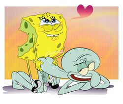 <3 2boys anal ass_up cephalopod cum cum_inside duo foreskin gay male male_only nude octopodiform octopus penis retracted_foreskin sea_sponge shoes smile smooth_skin spongebob_squarepants spongebob_squarepants_(character) squidward_tentacles uncut yece