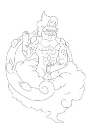 cum line_art male male_only masturbation monochrome penis pokemon testicles tornadus