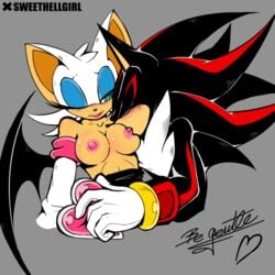 bat breasts clothing female hedgehog nipple_suck nipples rouge_the_bat sega shadow_the_hedgehog sonic_(series) straight sucking sweethellgirl