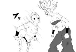 1girl1creature 1girls belly belly_button belly_expansion belly_punch caulifla damaged damaged_clothes damsel_in_distress dragon_ball dragon_ball_super female female_focus femsub injured injury kid_buu medium_boobs medium_breasts medium_tits ryona saliva saliva_drip saliva_string saliva_trail super_saiyan tired tired_expression tired_eyes tired_look trying_to_resist