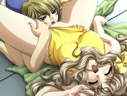 blonde_hair blush censored cunnilingus female licking multiple_girls oral yuri