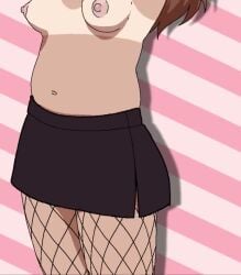 1girls 2d 2d_animation alternate_version_at_source animated armpit_stubble arms_up audio brown-haired_female brown_hair brown_hair_female choker dancing death_by_lolis deko_chan earrings female female_only fishnet_legwear fishnets loop looping_animation medium_breasts music skirt slightly_chubby slightly_chubby_female small_breasts smile solo solo_female sound swaying swinging_breasts tagme tanlines topless topless_female video wide_hips