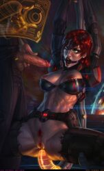 1boy 1girls 2026 2d 2d_(artwork) anal anal_insertion breasts_out commander_shepard female femshep holographic_interface illusive_man imminent_oral male mass_effect pussy rape restrained ring_gag sabudenego sex_arcade sex_toy