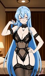 artist:kokomeow akame_ga_kill! esdeath 1girl solo breasts large_breasts nipples areolae ass pussy nude completely_nude uncensored nsfw hentai blush curvy thick_thighs wide_hips thighs navel long_hair looking_at_viewer smile seductive open_mouth full_body high_resolution highly_detailed simple_background rule34 ai_generated patreon